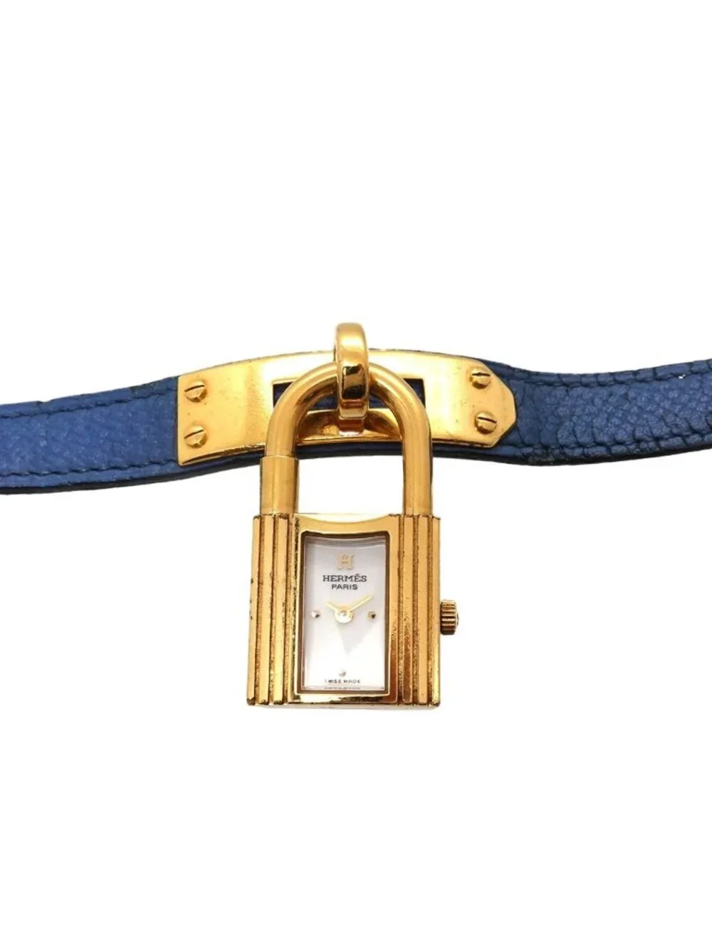 Hermes Kelly Watch Vintage White Blue Quartz Cadena